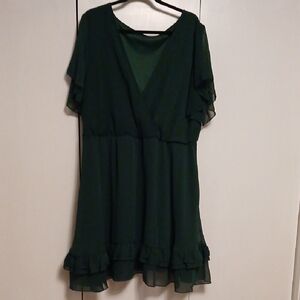 SHEIN Forest Green Layered Ruffle Blouse